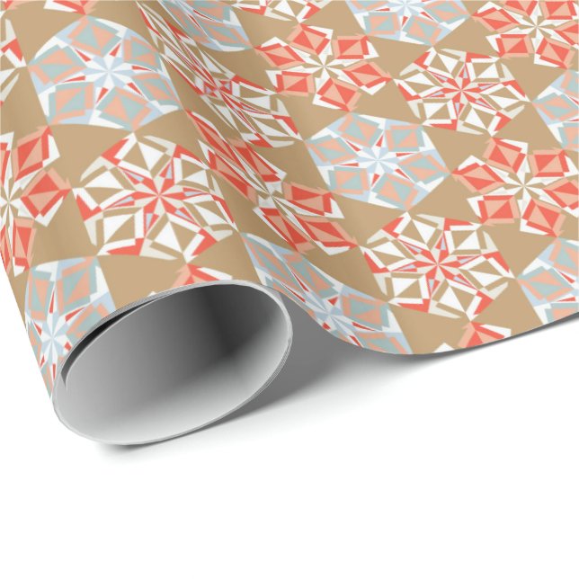 Holiday Origami Flower Gift Wrap Vintage Gold (Roll Corner)