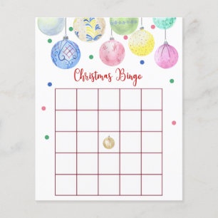 Holiday Ornament Christmas Bingo Game Card