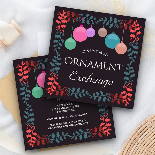 Holiday Ornament Exchange Christmas Party Invitation (Creator Uploaded)