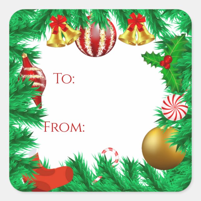 Holiday Ornament Gift Tag Stickers (Front)