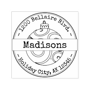 Holiday Ornament Typewriter Font Return Address Self-inking Stamp