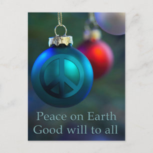 Holiday Ornament with Peace Sign Postcard