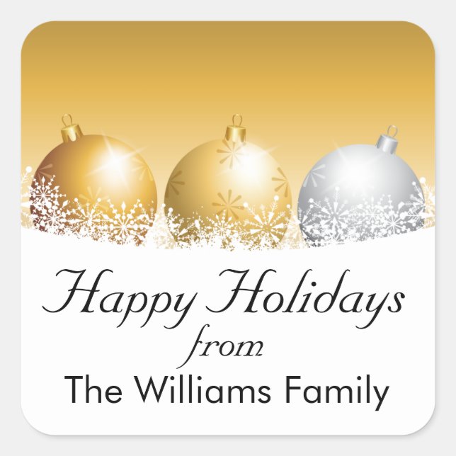 Holiday Ornaments Personalized Square Sticker (Front)