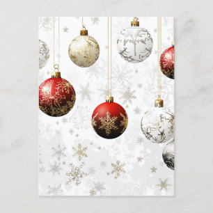 HOLIDAY ORNAMENTS RED / GOLD #1 POSTCARD