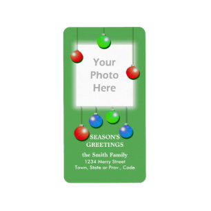 Holiday Ornaments Tall Photo Frame Label
