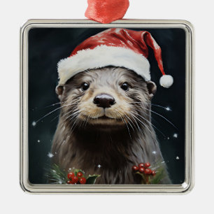 Holiday Otter Metal Ornament