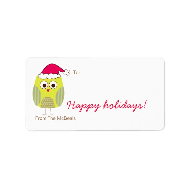 Holiday Owl Gift Tags (Front)