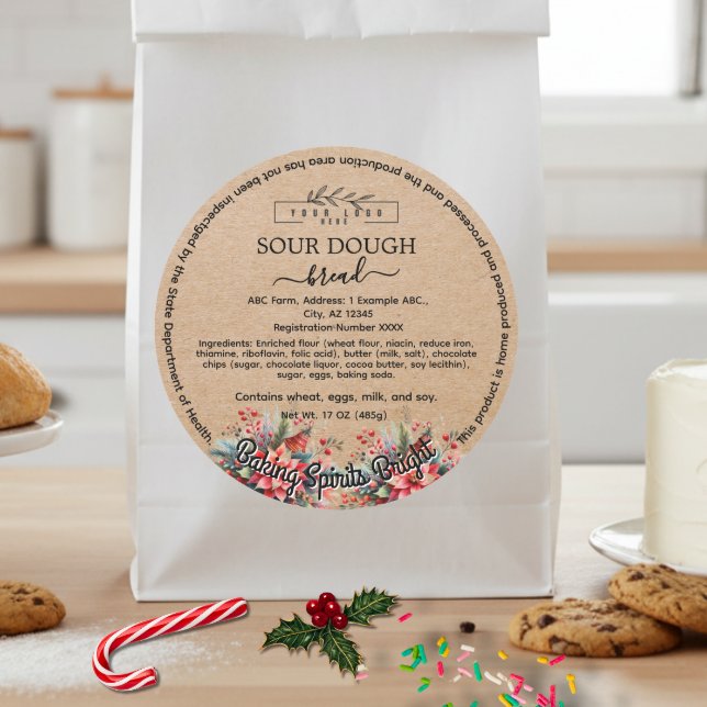 Holiday packaging cottage law food label with logo (Creator Uploaded)