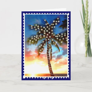 Holiday Palm Tree Lights at Sunset