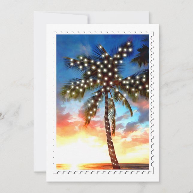 Holiday Palm Tree Lights Invitation (Front)