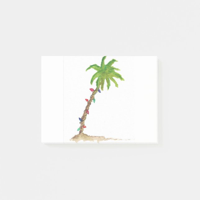 Holiday Palm Tree Tropical Watercolor Tropical Post-it Notes (Front)
