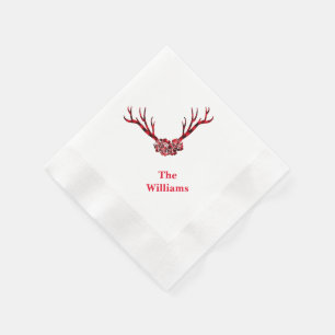 Holiday Paper Napkins-Plaid Deer Antlers Napkin