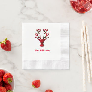Holiday Paper Napkins-Plaid Deer Antlers Napkins
