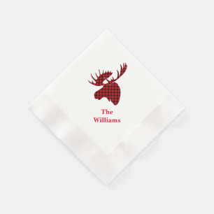 Holiday Paper Napkins-Plaid Moose Napkin
