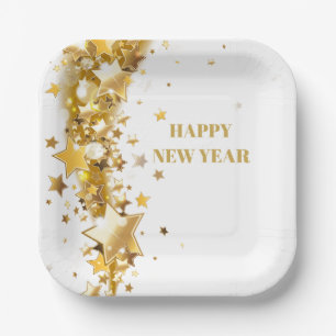 Holiday Paper Plates Gold Stars