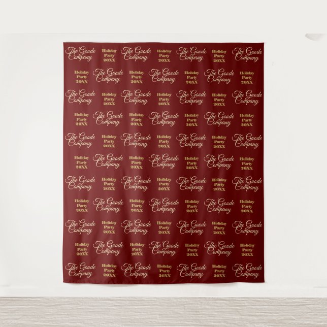 Holiday Party Backdrop Step and Repeat Tapestry (Front)