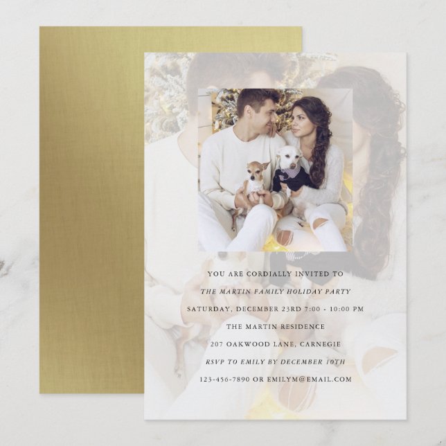 Holiday Party Double Photo Invitation with Overlay (Front/Back)