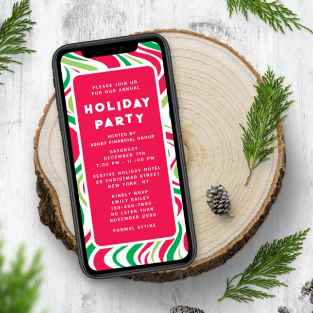 Holiday Party Groovy Corporate Christmas Party Invitation (Creator Uploaded)