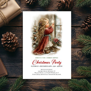 Holiday Party Invitation Cute Girl Holiday Scene