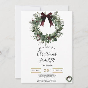 Holiday Party Invitation Elegant Christmas Wreath
