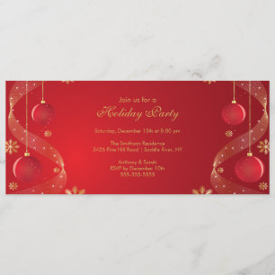 Holiday Party Invitation Elegant  Red & Gold