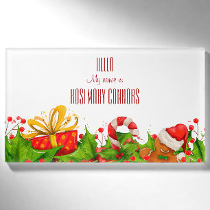 Holiday Party Invitation HELLO name tags