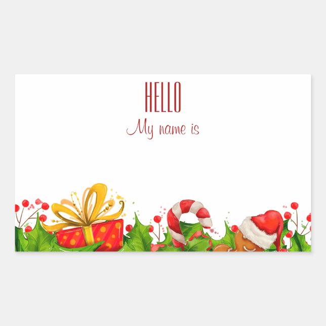 Holiday Party Invitation HELLO Name Tags (Front)