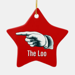 Holiday Party Loo Direction Ceramic Ornament