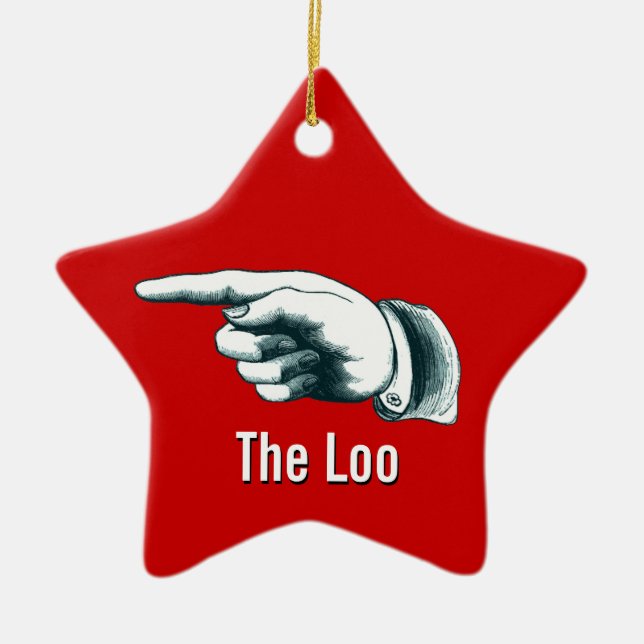 Holiday Party Loo Direction Ceramic Ornament (Front)