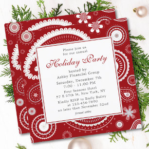 Holiday Party Modern Red Corporate Christmas Party Invitation