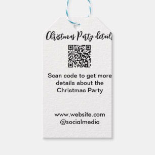 Holiday party Scan QR code details website social Gift Tags