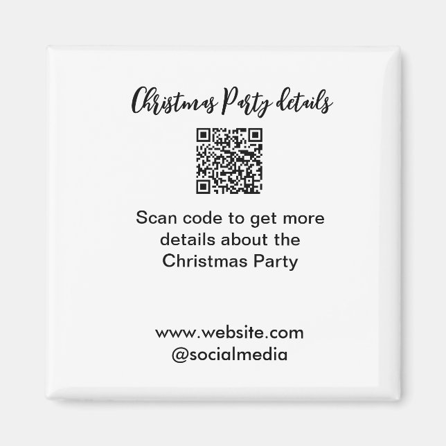 Holiday party Scan QR code details website social  Magnet (Front)