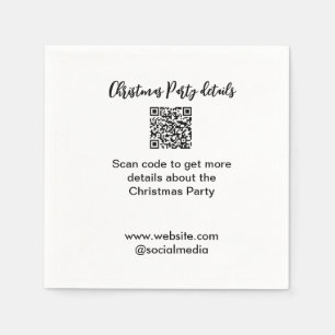 Holiday party Scan QR code details website social Napkin