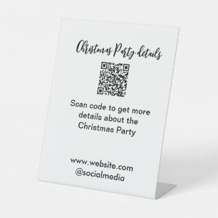 Holiday party Scan QR code details website social  Pedestal Sign