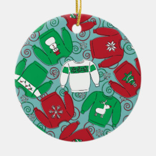 Holiday Party Sweaters Ceramic Ornament