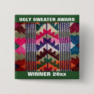 Holiday Party Ugly Sweater Contest Winner Award 2 Inch Square Button