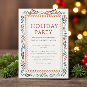 Holiday Party Winter Festive Botanical Holiday Invitation