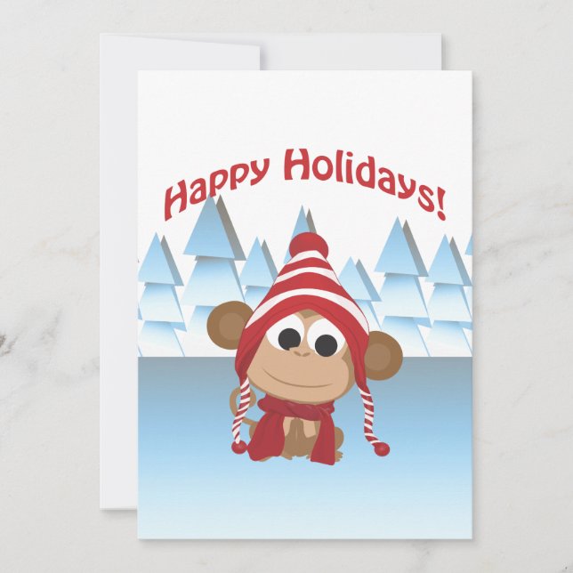 Holiday Party! Winter Monkey Invitation (Front)