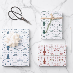 Holiday Pattern 2 Wrapping Sheets - set of 3