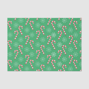 Holiday pattern green tissue paper with candy cane