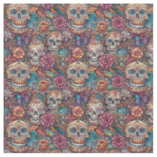 Holiday Pattern - Sugar Skulls and Butterflies Fabric