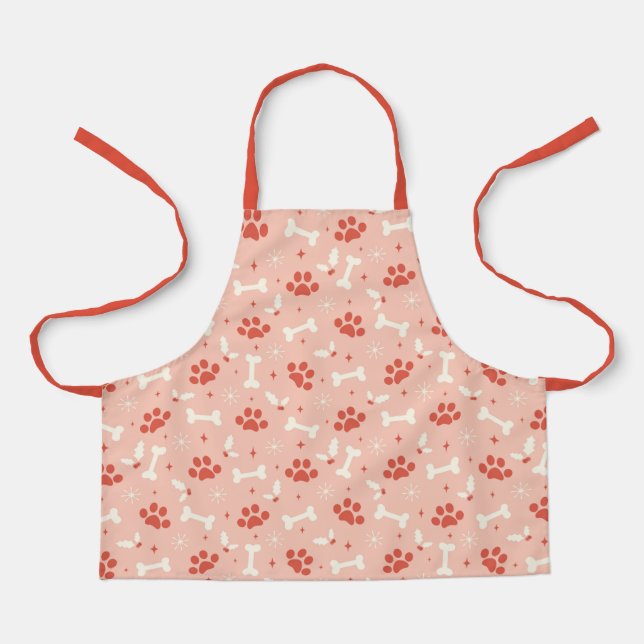 Holiday Paws & Bones Christmas Pattern Apron (Front)