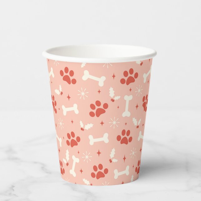 Holiday Paws & Bones Christmas Pattern Paper Cups (Front)
