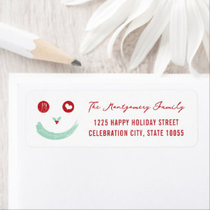 Holiday Peace Love Joy Smiley Visage Retour Adress