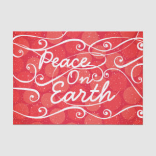 Holiday Peace on Earth Typography Red White Tissue Paper