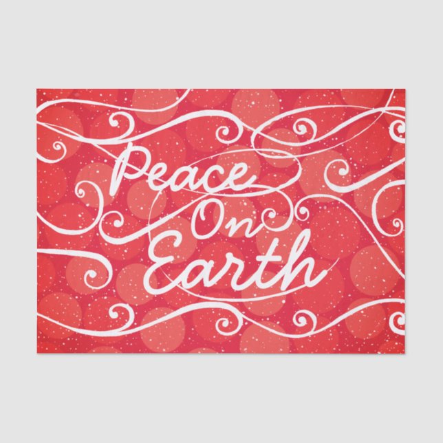 Holiday Peace on Earth Typography Red White Tissue Paper (Front)