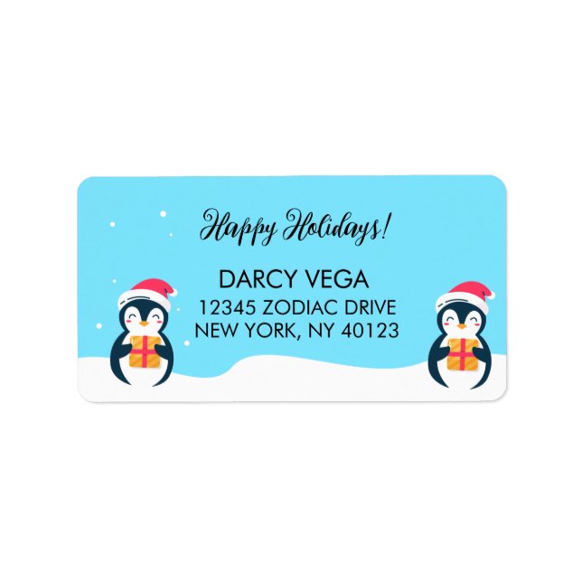 Holiday Penguin Address Labels (Front)