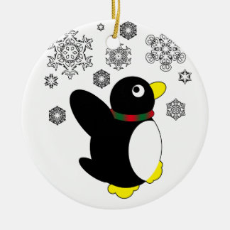 Holiday Penguin Ceramic Ornament