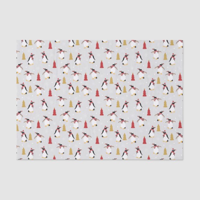 Holiday Penguin Pattern Tissue Paper (Front)