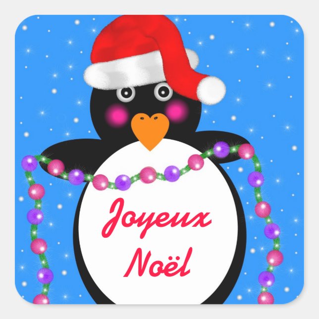 Holiday Penguin Square Sticker (Front)